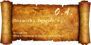 Oszaczki Agenór névjegykártya